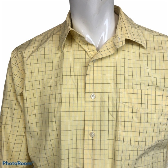 J Crew Men's Large 16-16.5 Yellow Plaid Long Sleeved Button Front Dress … - Picture 3 of 12